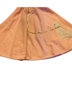 Pink Girl's Skirt with Poodle and Gold Sequin Leash M
